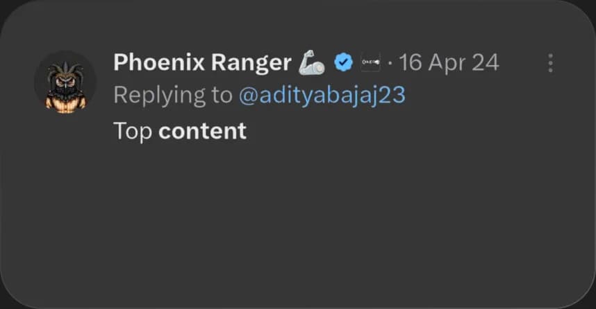X reply from Phoenix Ranger praising Elcara's content